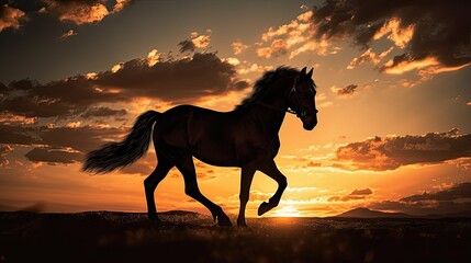 Obraz na płótnie Canvas dawn silhouette of a horse