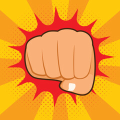 Vector illustration of comic cartoon punch fist anger superhero concept