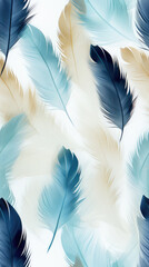 Seamless Colorful feathers pattern. Realistic illustration of feather texture. created with generative AI technology.