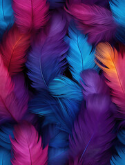 Obraz premium Seamless Colorful feathers pattern. Realistic illustration of feather texture. created with generative AI technology.
