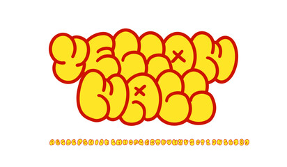 creative font design,alphabet,number, and yellow bubble