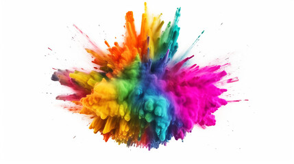Fototapeta na wymiar Explosion of colored powder on white background.