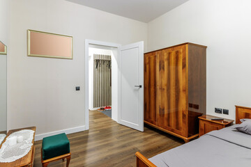 White modern interior door in an apartment with a simple interior