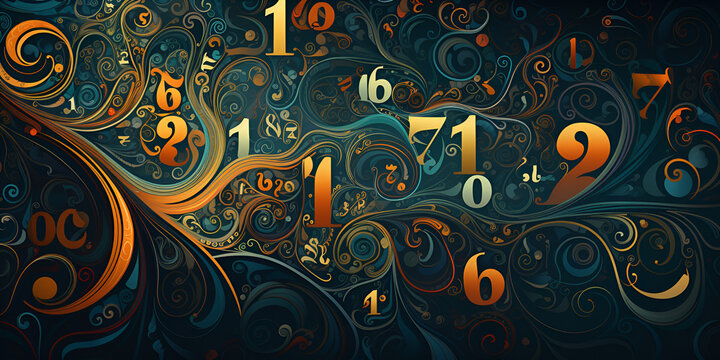 abstract background of numbers, numerology and math concept, Numerology (magical knowledge). stock, generative Ai