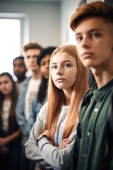 shot of a group of teenagers gathered in a classroom