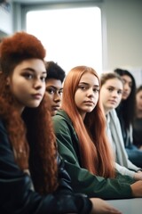 shot of a group of teenagers gathered in a classroom