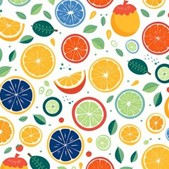Seamless pattern with citrus fruits. Vector illustration in flat style
