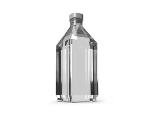 Transparent Glass Bottle 3D Illustration Mockup Scene