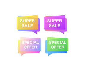 Discount tables. Flat, color, super sale, special offer. Vector icons
