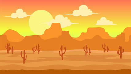 Fototapeta na wymiar desert and cactus landscape vector illustration