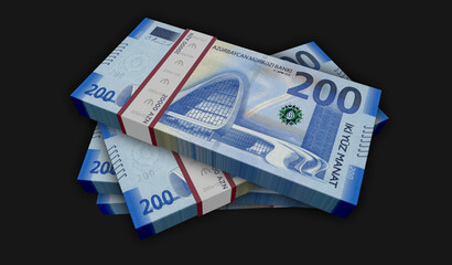 Azerbaijan Manat money banknotes pack 3d illustration