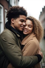 Obraz premium shot of a young couple hugging outside
