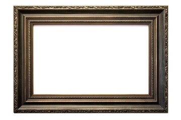 Vintage photo frame with empty space. Showcasing your memories. Modern wooden gallery frame on isolated white background. Ideal for art