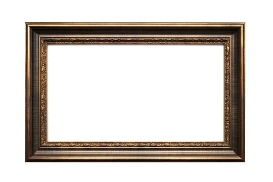Vintage photo frame with empty space. Showcasing your memories. Modern wooden gallery frame on isolated white background. Ideal for art