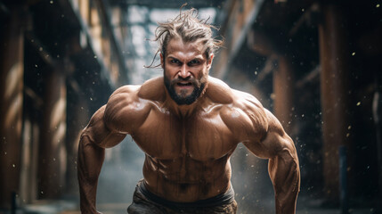 Male Athlete Bodybuilder Posing 