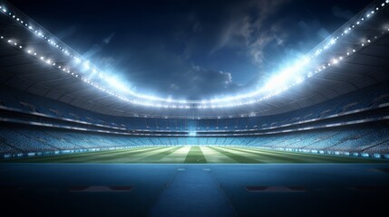 Stadium in lights and flashes. Beautiful illustration picture. Generative AI