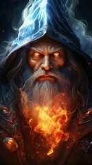Experience the enchantment of a hyperrealistic wizard portrait wallpaper., AI generative