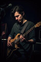 Obraz premium shot of a guitarist in a band