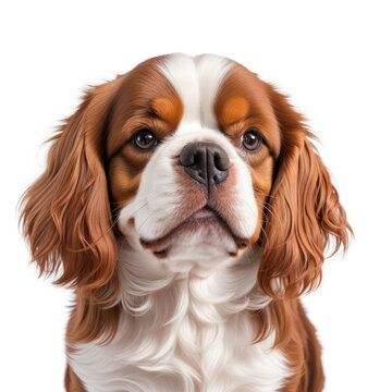 Cute cavalier king charles spaniel dog on white background. Generative AI