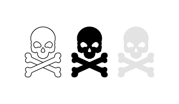 Skull icon. Silhouette, black, skull and bones icon. Vector illustration