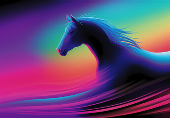 Horse Amidst Colorful Strokes. Generative AI.