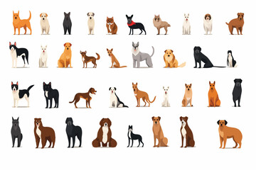 diverse dog breeds set vector flat minimalistic isolated illustration - obrazy, fototapety, plakaty