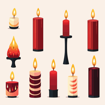 candles set vector flat minimalistic isolated illustration
