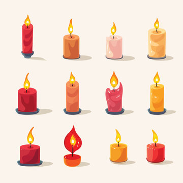 candles set vector flat minimalistic isolated illustration