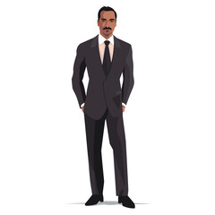 indian man in business suit vector flat isolated illustration