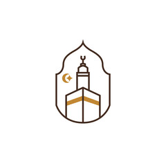kaaba mecca minimalist line icon logo illustration