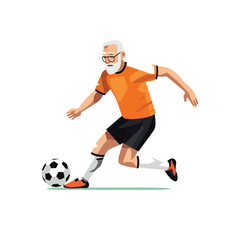Fototapeta na wymiar old man playing soccer vector flat minimalistic isolated illustration