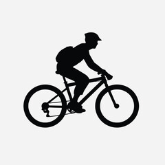 simple person riding bicycle silhouette black isolated illustration