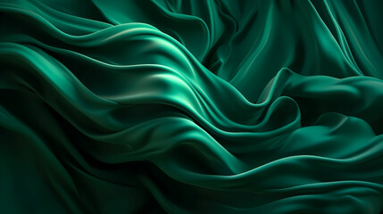 Obraz premium Smooth elegant green silk fabric texture, generative AI.