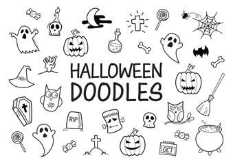 Halloween doodles hand drawn icons