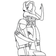 Illustration vector of Kpop fashion stage. idols of Koreans performing. K-pop female fashion idol. A girl in their performance outfit with a girl crush concept
