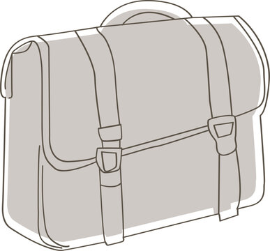 recommend clip art: 手描きラフなカバンのイラスト、お洒落な版ズレ風モノトーン着色