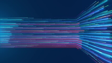 High Speed Flying Lines artistic stripes Stream Super Fast Speed Lines Fiber light trails futuristic background. Sci fi Digital Electric Move Dynamic Streaks Rays of Hyperspace Time Travel Stream. 4K