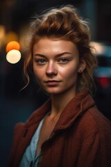 Fototapeta premium cropped portrait of a young woman standing outside
