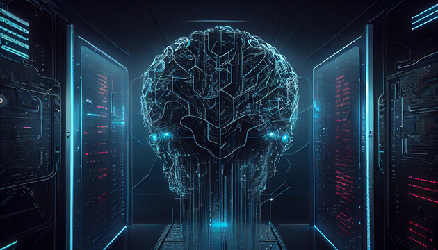 Cyber security, AI Skay, Network Management, Modern Data Center, Cloud Networking, the future of the world, Ai generated image 