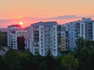 beautiful sunset over the city