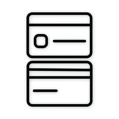 Front and Back view of Credit card icons. Stroke outline style. Vector. Isolate on white background