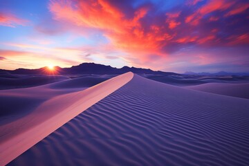 Fototapeta na wymiar White sand dunes at sunset time. Beautiful illustration picture. Generative AI