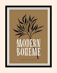 Groovy flowers vector illustration set with aesthetic quotes. Template for wallpaper, banner, postcard, poster, wall art