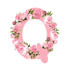 Floral alphabet font doodle letters with flowers and leaves 