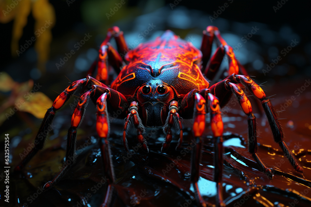 Poster a spider web showcasing an intricately trapped insect, depicting the success of the spider's hunting