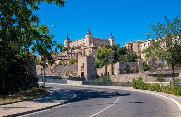 Panoramic view of Toledo, Spain, UNESCO World Heritage. Old Town and Alcazar.