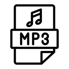 mp3 format line icon - obrazy, fototapety, plakaty