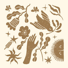 Groovy flowers vector illustration. Template for wallpaper, banner, postcard, poster, wall art, greeting card