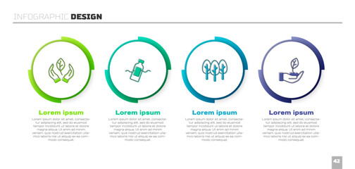 Set Leaf in hand, The problem of pollution, Tree and Plant. Business infographic template. Vector