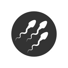 Spermatozoa abstract graphic icon. Sperm sign in the circle isolated on white background. Vector illustration